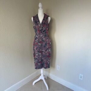 Maeve Jacquard Midi Dress Size 2 Purple Whimsical Retro Boho All Over Floral